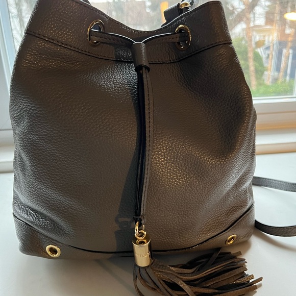 Milly Handbags - Milly Gray Leather Bag with Tassel Accent